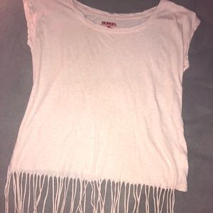 Pink T-Shirt with Fringe Bottom